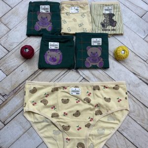 شورت نخ پنبه تم تدی سبز کرم مارک تی بی تی (جین۱۲تایی)