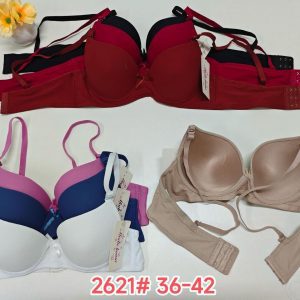 سوتین زنانه اسفنجی فنردار سوزنی کد 2621 مارک کرم (جین12تایی)